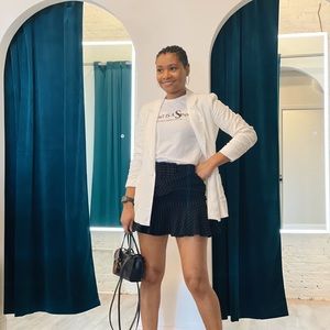 Pinstripe Peplum Mini Skirt